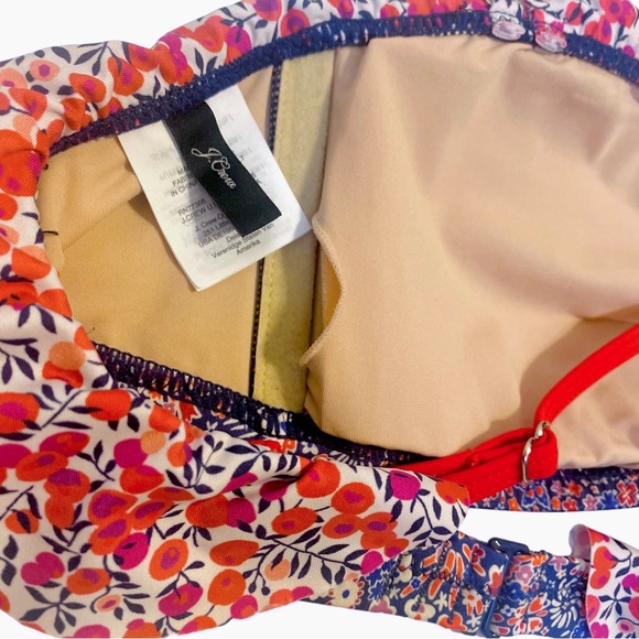 J Crew Ruffle bandeau bikini top and bottom set in Liberty® multi floral Size M - Picture 9 of 10